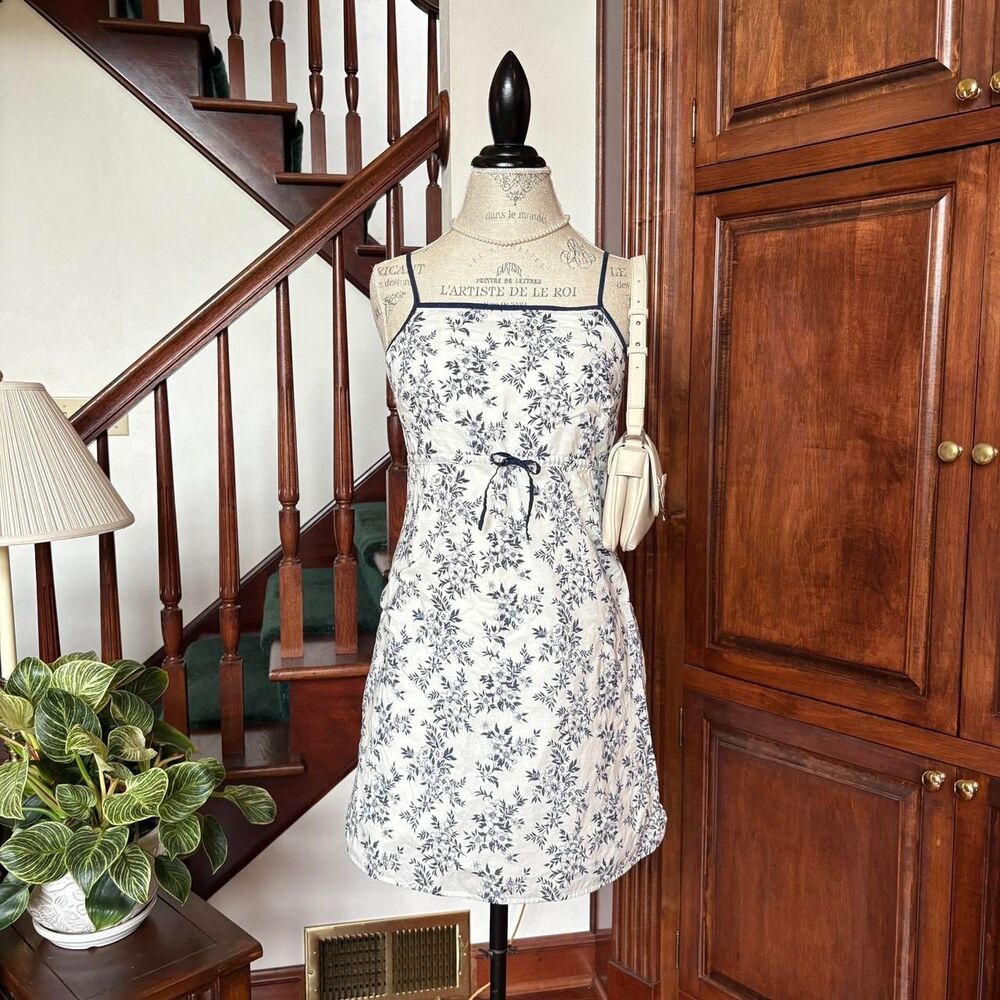 American Eagle Outfitters Vintage Y2K Blue White Sundress Chinoiserie TSITP